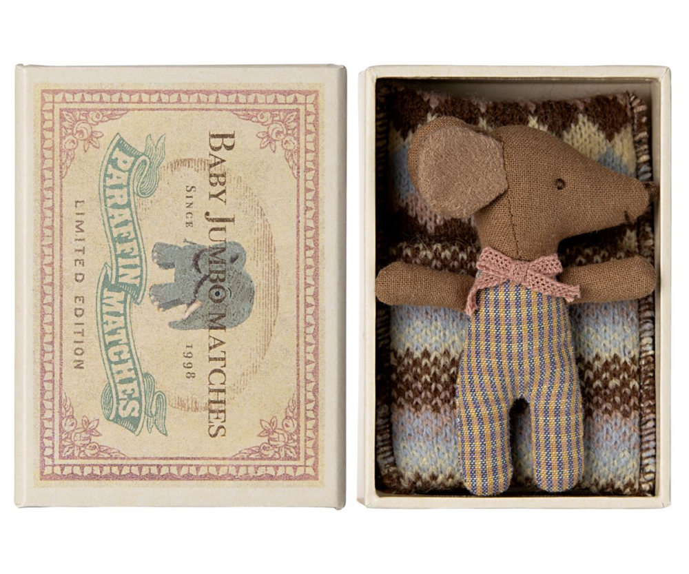 Maileg Babymaus in Streichholzschachtel - Sleepy wakey baby Maus rosa